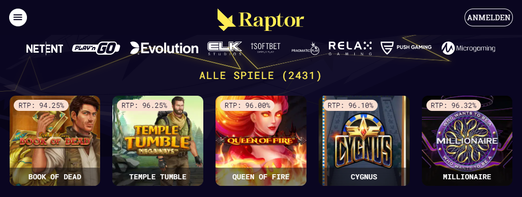 Raptor Casino Spiele