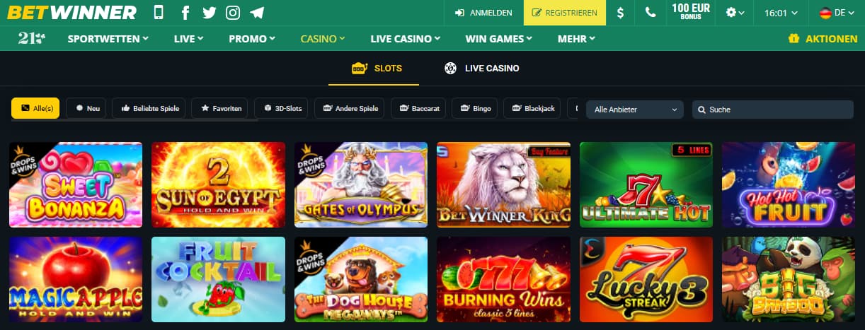 BetWinner Casino Spiele