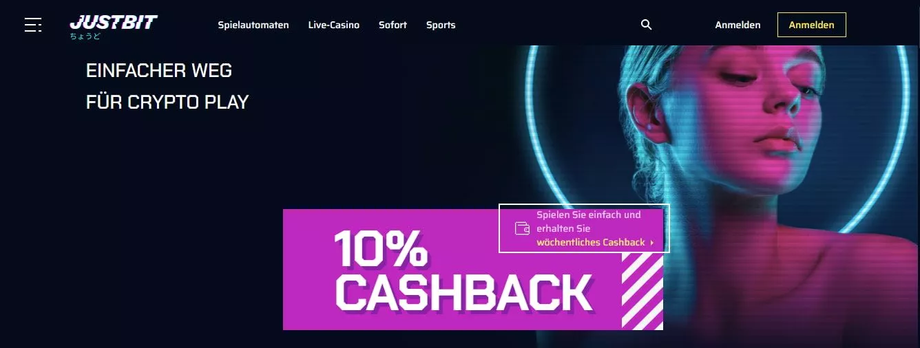 JustBit Casino Cashback Bonus 
