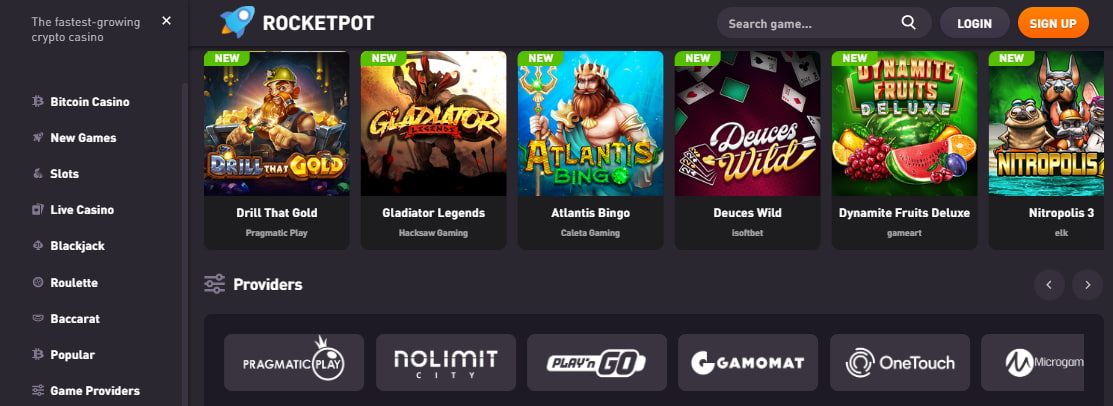 Rocketpot Casino Spiele