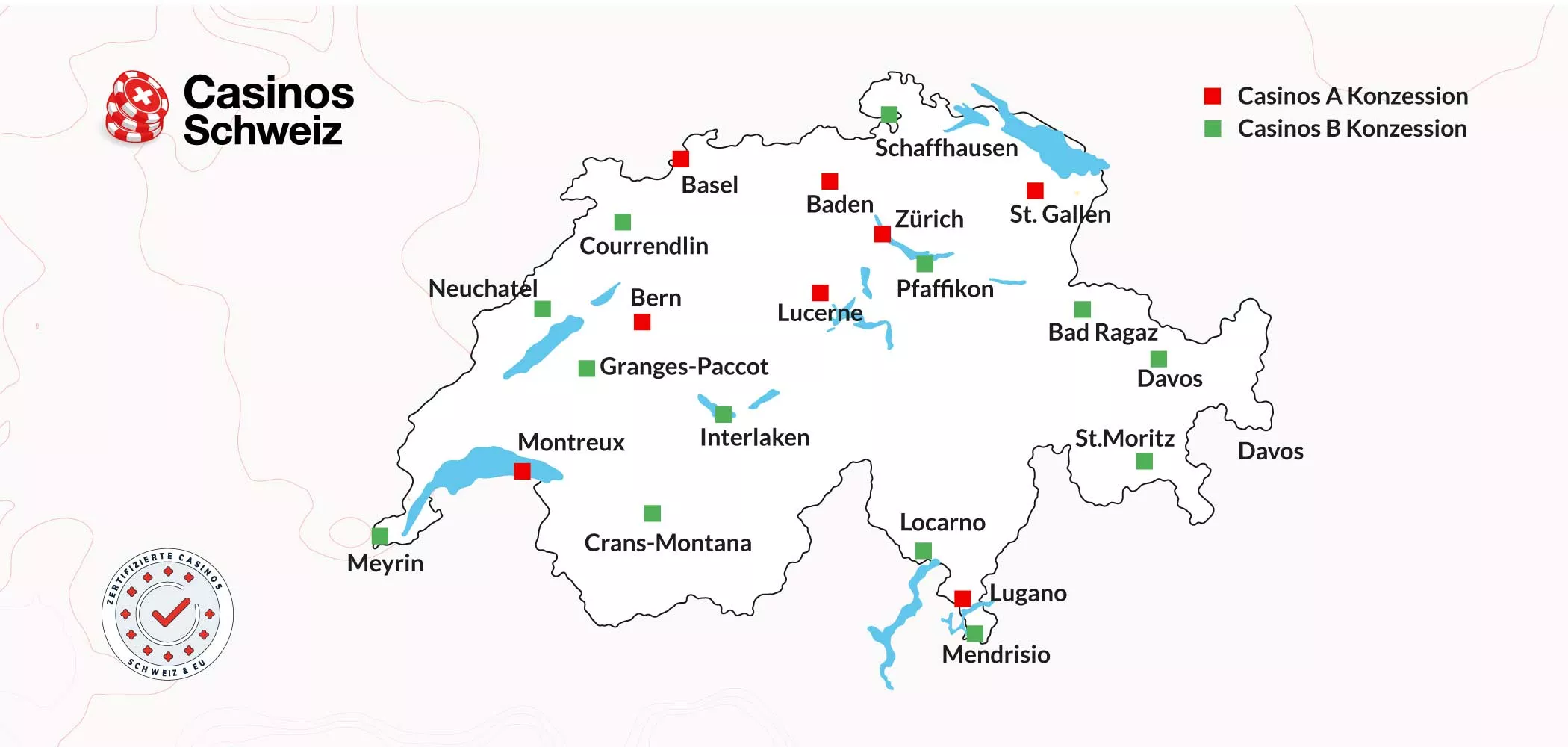 Spielbanken Schweiz Landkarte Orte