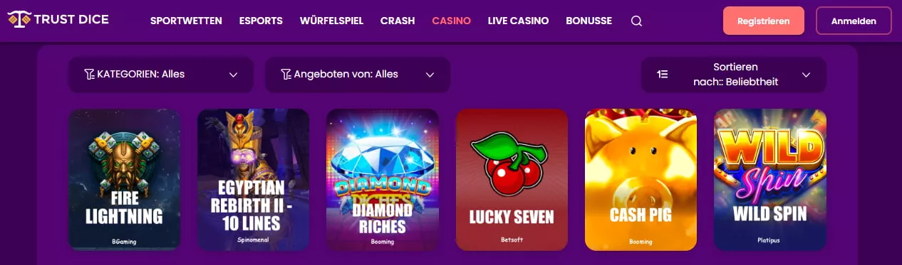 TrustDice Casino Slots und Games