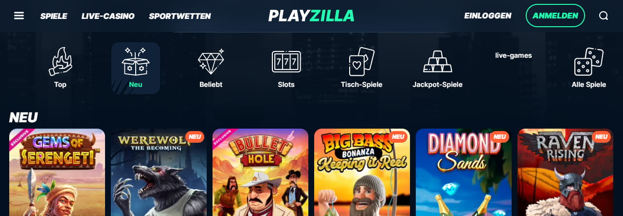 Playzilla Casino Spiele